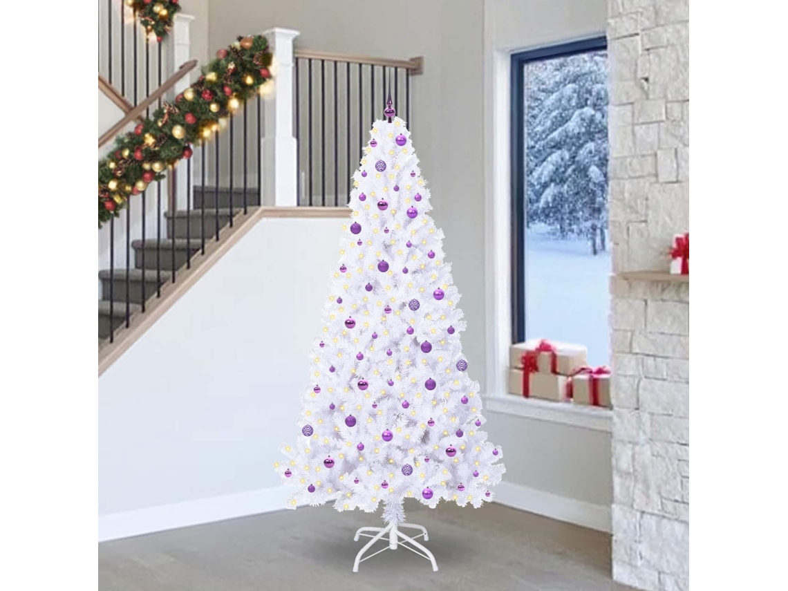 Vidaxl Árvore De Natal Artificial Com 300 Leds Branco 240 Cm Pvc E Aço