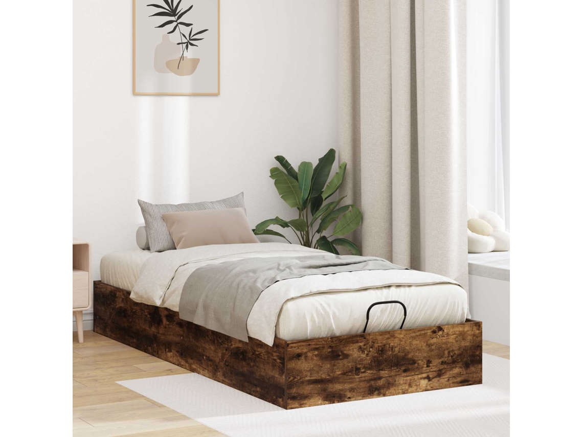 Vidaxl Estrutura De Cama Ottoman Carvalho Fumado 193 X 90 X 25 Cm