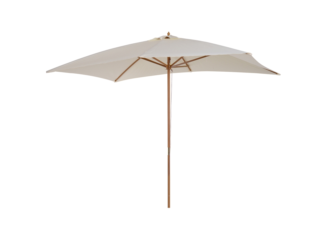Ombrellone Dritto, Ombrellone da Giardino Rettangolare Con Doppio Tetto, In Legno e Poliestere Ad Alta Densità, 3 X 2 M, Color Crema. ZENCORE SERVICES
