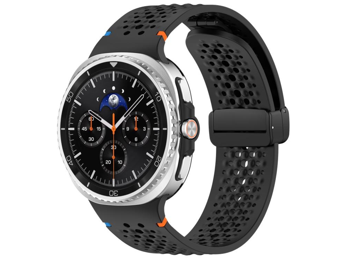 Bracelete Para Samsung Galaxy Watch 8 / 8 Classic - Silicone Respirável Com Padrão Colmeia E Fivela Magnética Preta - Preta