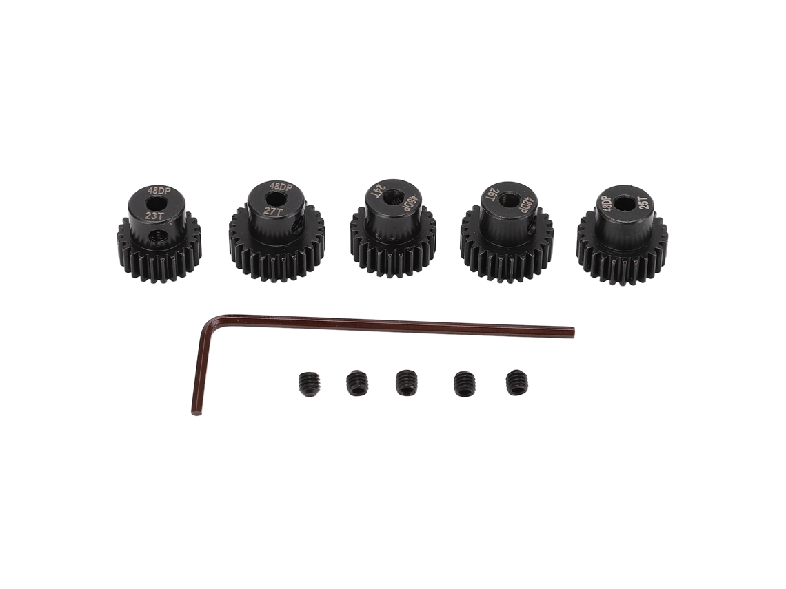 Conjunto de engrenagens pinion rc 5 peças 48dp 0.53m 3.175mm 23t 27t aço liga cromo molibdênio para carros de controle remoto 1/10 S/MARCA