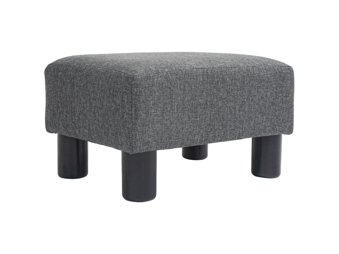 Puf Linho Banqueta Moderna Estofada Cinza Escuro VELTRIX