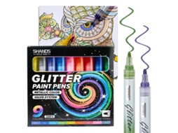Marcadores Acrílicos com Glitter, 9 Cores, para Pintura e Artesanato Infantil, de Secagem Rápida X001