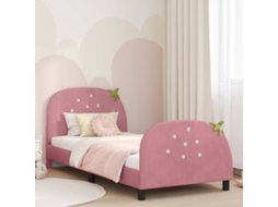 Vidaxl Estrutura De Cama Infantil Com Cabeceira Rosa 90 X 200 Cm