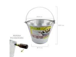 Balde Multiuso Zinco Metal Galvanizado 6 Litros 26 X 17 X 19 (Alt.) cm Com Abridor de Garrafas ORYX
