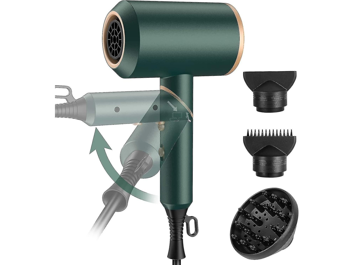 Secador de Cabelo Dobrável de Viagem, Pequeno, 2000 W, Leve, com Íons, 2 Bicos Modeladores e 1 Difusor. TAISHENGDA