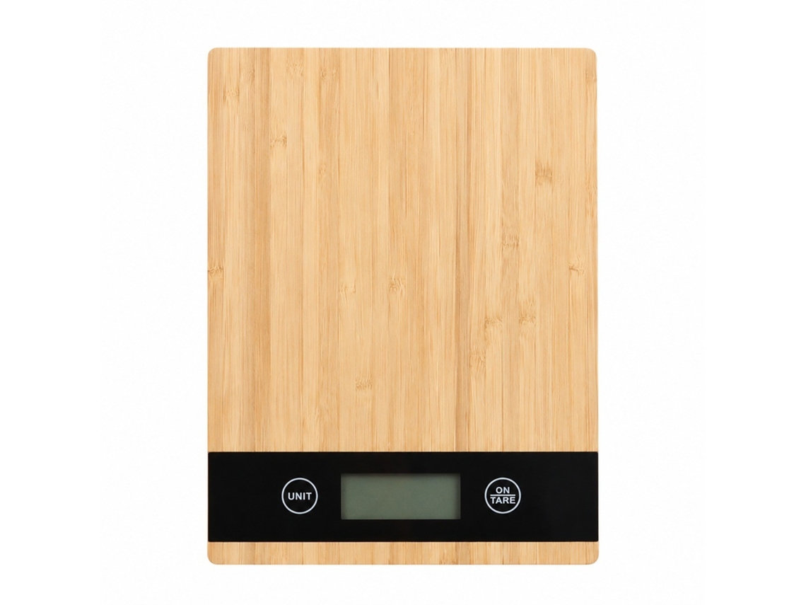 Balança Digital De Cozinha 0-5 Kg, Superfície Bambu, Display Lcd, Função Tara, Precisão 1g