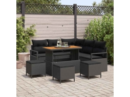 Vidaxl Conjunto De Sofá De Jardim 9 Unid. Preto Vime Pe