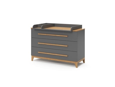 Trocador VITALISPA Malia, cinza, 133 x 98 cm XL com 3 gavetas