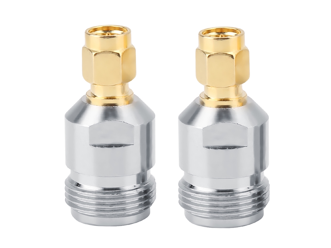 2pcs Adaptador Rf Conector Coaxial N Fêmea para Sma Macho Teste Conversor 50ω 0 6ghz Cobre Galvanizado Ouro