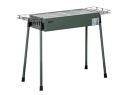 Churrasqueira a Carvão com 2 Grelhas de Aço Inox Portátil com 2 Prateleiras para Temperos com Ganchos 77x30x70 Cm Verde PONTOCASA