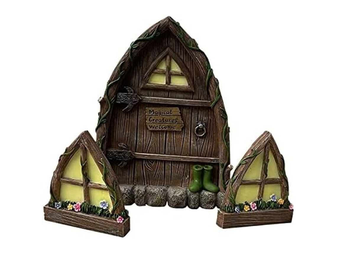 Ventana Y Puerta Miniatura De Hogar De Duende Para Decoración De Árboles Jardín Arte Elfo