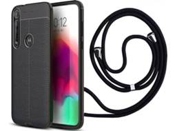 Capa Moto G8 Plus Rugged Leather com Fita Preto