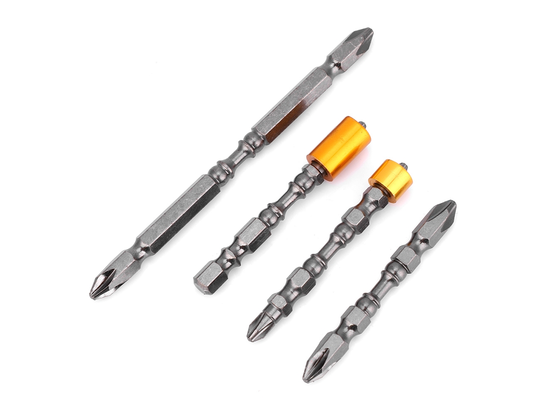 Laxiscreed Conjunto De 4 Pontas De Parafusadeira Ph2 Magnéticas Em Aço Preto Niquelado