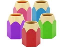 Conjunto De 5 Porta Canetas Mesa Em Formato Lápis, Feitos Em Abs