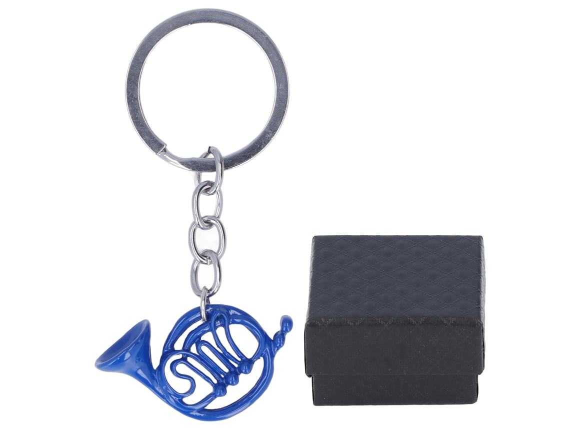 Chaveiro De Instrumento Musical Em Forma De Corneta Azul Pequeno Durável De Metal Para Presentes