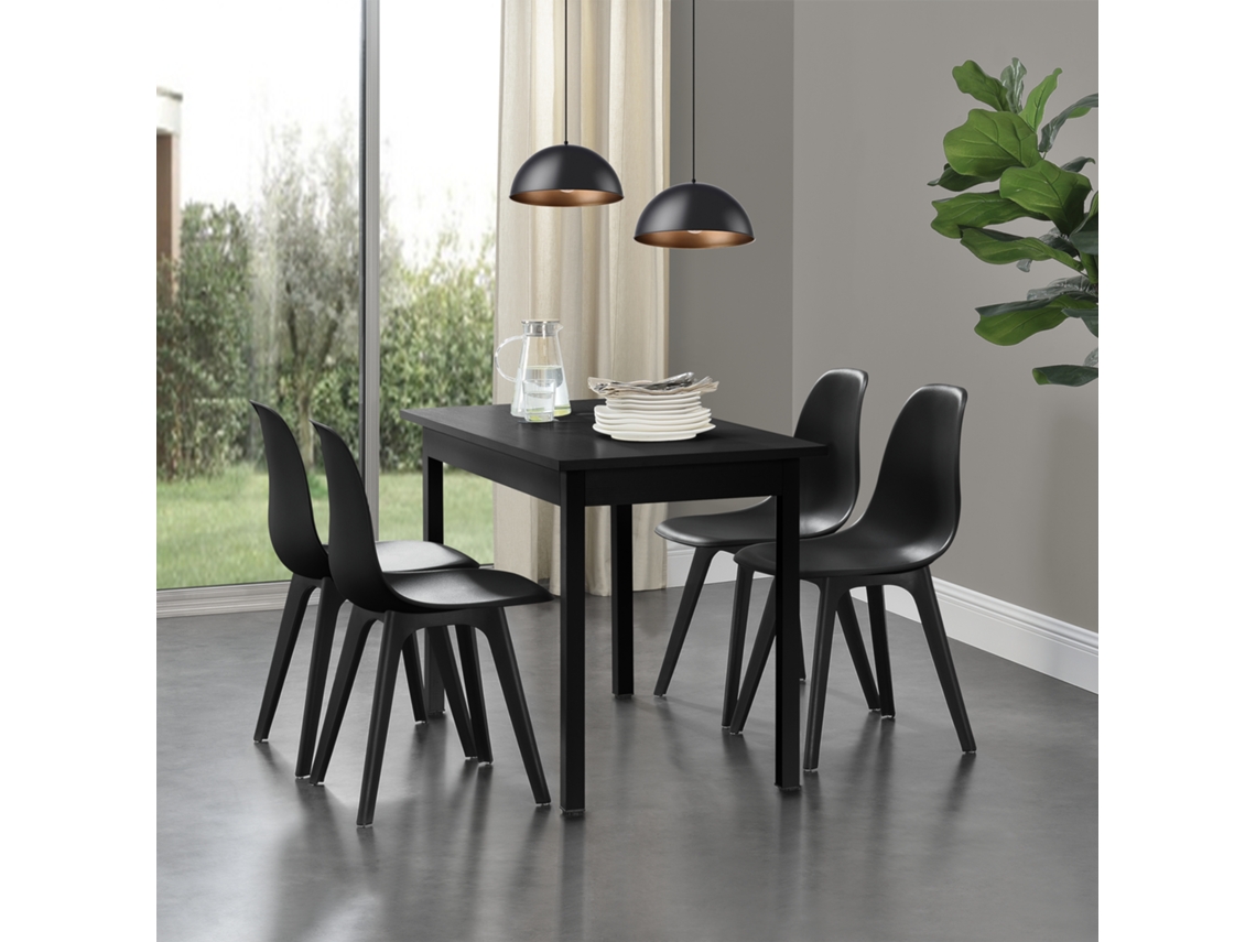 Conjunto de Cadeiras de Jantar [EN.CASA] Lendava Preto (Plástico - 83 x 54 x 48 cm)