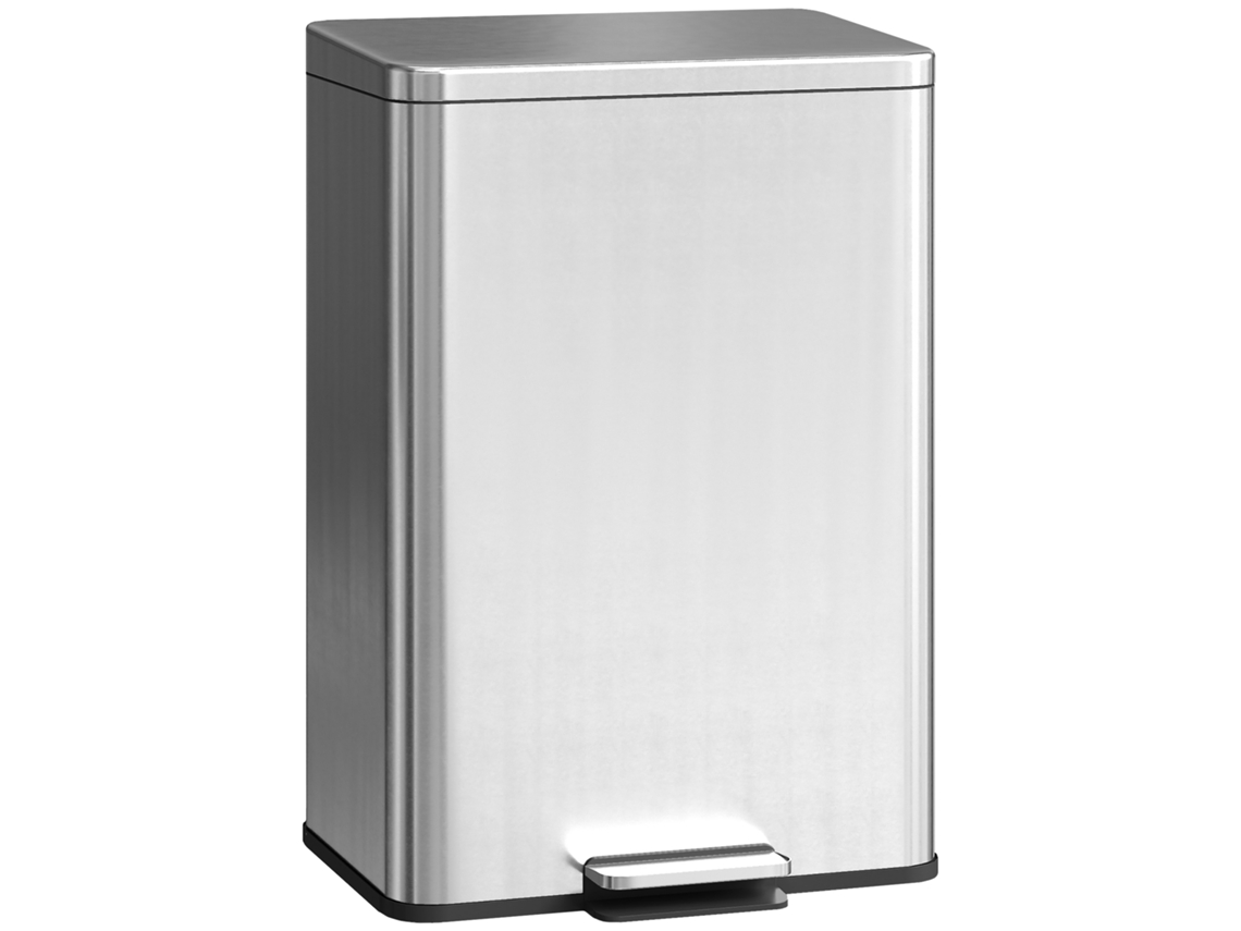 Lixeira Pedal 20l com Tampa Fecho Suave e Bandeja Interna Removível 34,2x30,6x44,2cm Prata