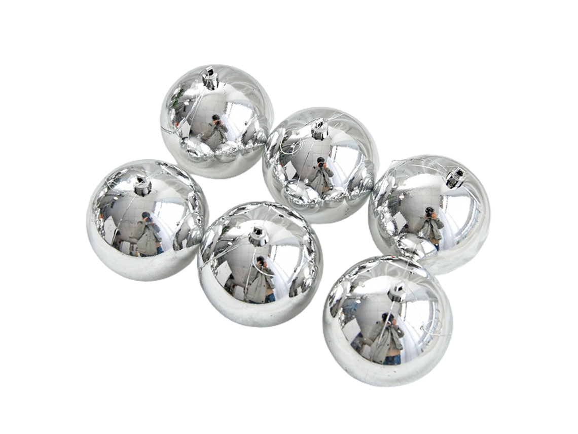 Conjunto de 6 Bolas de Natal Prateadas, 10cm, para Decoração de Árvores e Eventos Especiais LAXISCREED
