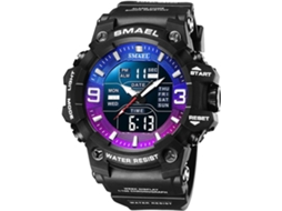 Lurelia Relógio Digital Desportivo, Visor Digital, Led, Cronómetro, Alarme, Data/calendário, 12/24h, Luminoso, Duplo Fuso/mostrador, Resina, Preto