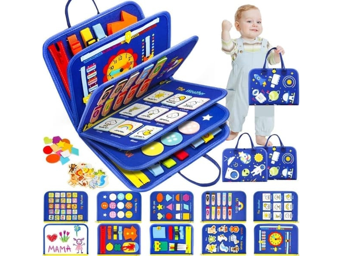 Livro De Atividades Montessori Para Crianças De 1 A 4 Anos, Brinquedo Educativo De 12 Páginas Com Fivelas E Zíperes Slowmoose