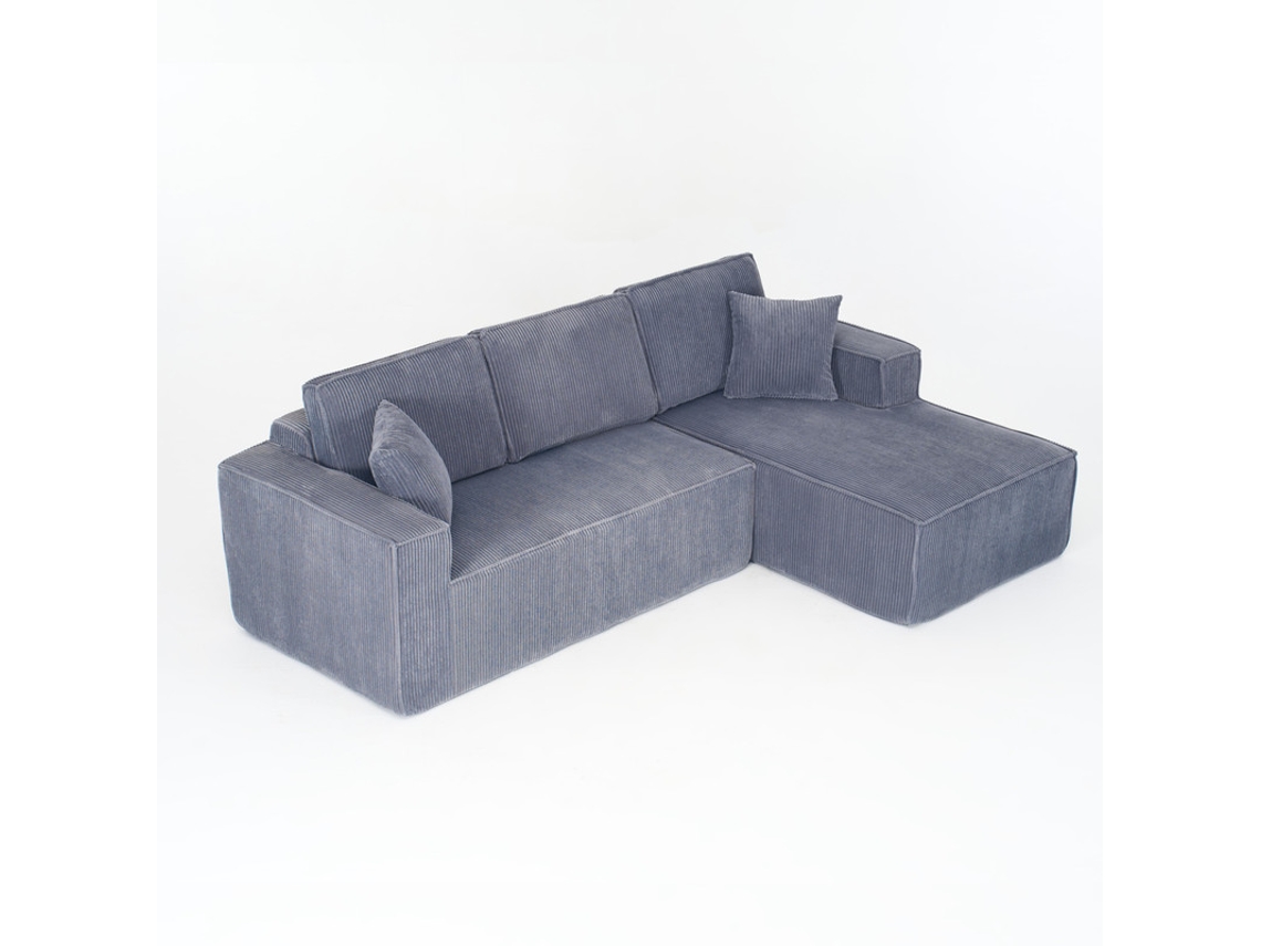Sofá L Modular Em Veludo, 2 Lugares Com Chaise, Estofado Macio, Ideal Para Salas De Estar, Apartamentos E Casas, Cinza