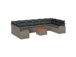 Conjunto 11 Conjunto De Sofá De Jardim Vidaxl Cinzento Vime Pe (55 X 55 X 37 Cm)