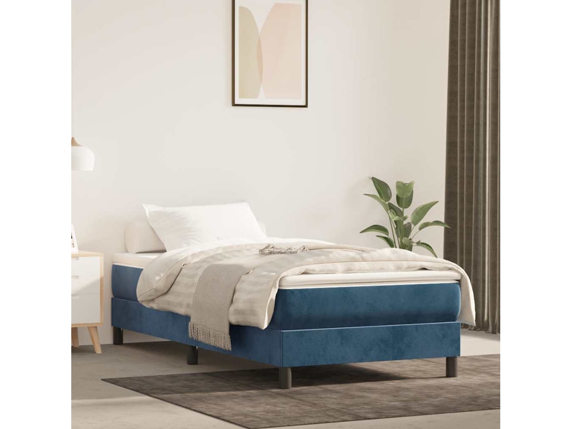 Vidaxl Colchão De Molas Ensacadas Infantil Firmeza Média 80x160cm Veludo Azul-escuro