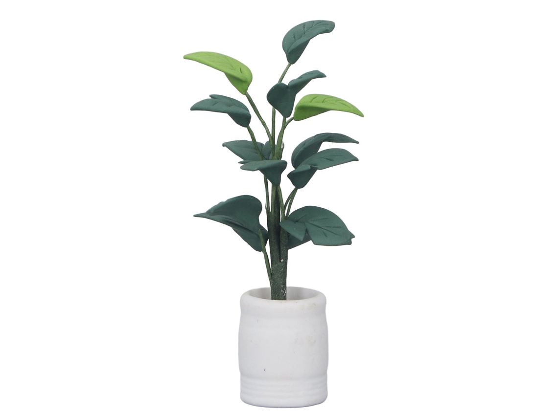 Primerox miniatura de Planta em Vaso com Folhas Bonsai Casa de Bonecas 1:12 Decoração