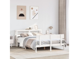Cama Sem Colchão 140x200 Cm Madeira De Pinho Maciça Branco