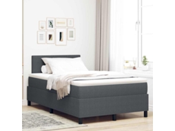 Vidaxl Cama Box Spring Led Cinza Escuro E Branco 120 X 190 Cm