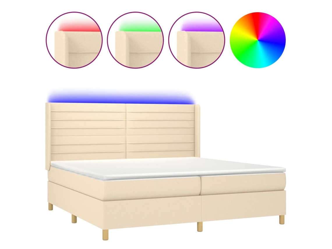 Box Spring Bed, Box Spring Beds Vidaxl Creme Tecido (200 X 200 Cm)