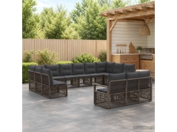 Vidaxl Conjunto De Sofá De Jardim 13 Pcs Cinzento Vime Pe