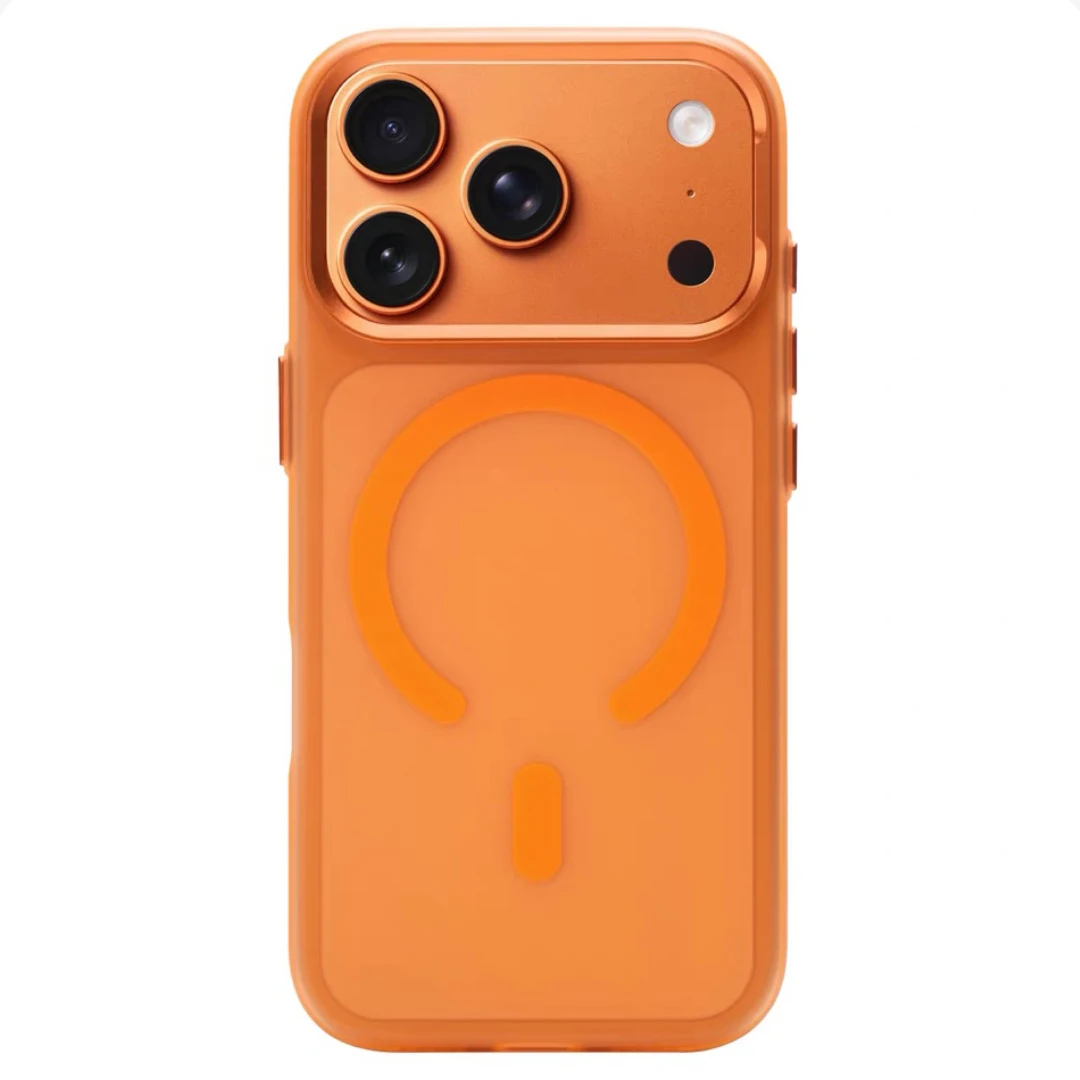 Capa Protetora Fosca Semitransparente (laranja) Para Iphone 16 Pro Max, Resistente A Impactos.