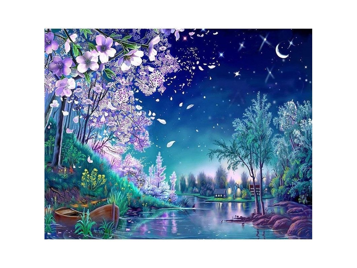 Kit de Pintura por Números para Adultos 2025 - Noites Azuis da Natureza | Tela 30x40cm para Iniciantes | Decoração de Parede