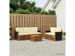 Vidaxl Conjunto De Sofás Para Exterior 6 Unid. Natural E Creme