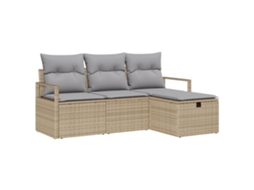 Conjunto 4 Móveis De Jardim Vidaxl Bege Vime Pe (175 X 117 X 85 Cm)