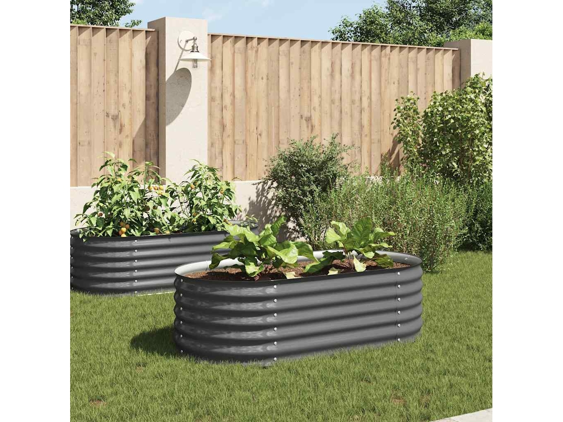 Vidaxl Canteiro Elevado De Jardim Aço Galvanizado 160x80x44cm Cinzento