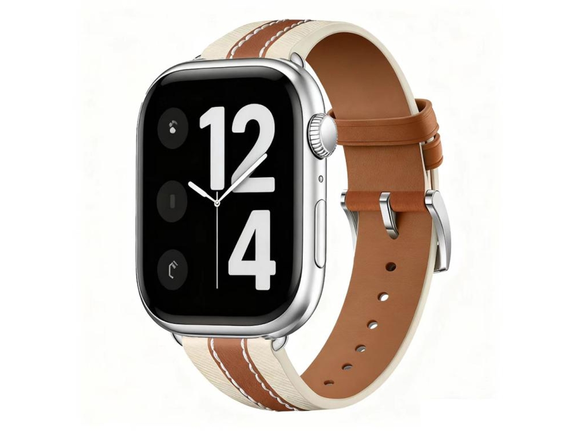 Bracelete para Apple Watch 42/41/40/38mm Couro Genuíno com Design em Blocos de Cores Marrom XIAOMOYU