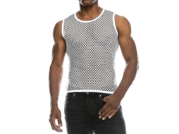 Colete De Malha Casual De Verão Para Homem Com Design Muscular E Sem Mangas Branco