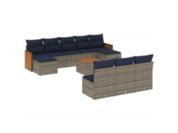 Conjunto de Sofá de Jardim, 11 Peças, Almofadas, Rattan Cinza MAISON EXCLUSIVE