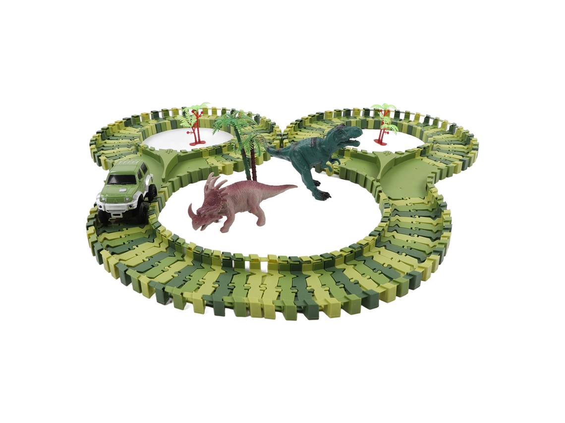 Pista De Carreras De Dinossauros Com Trem E Carros Elétricos, Jogo Flexível E Fácil De Montar Para Meninos E Meninas