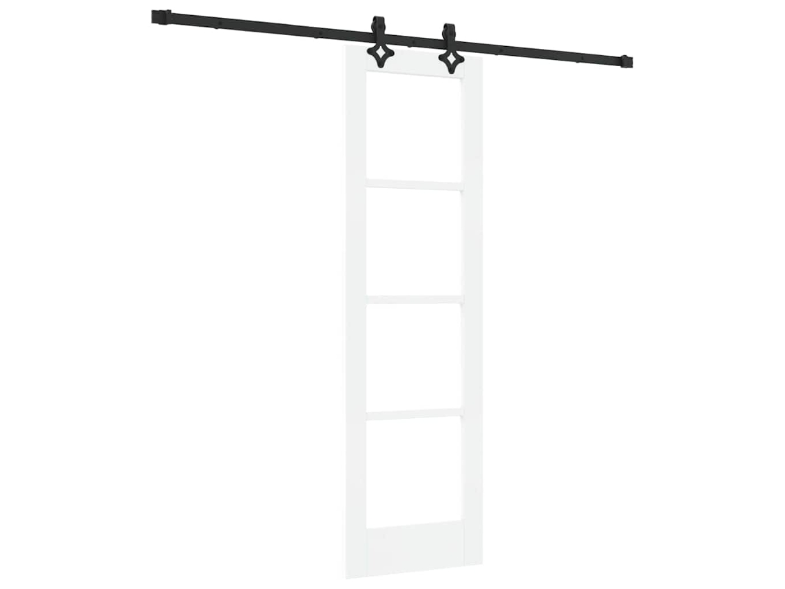 Porta Deslizante Com Conjunto De Ferragens Vidaxl Branco Madeira De Pinho Maciça