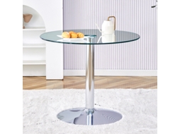 Mesa de centro moderna e minimalista em vidro: 85 cm de diâmetro, 76 cm de altura, design Luxo Leve