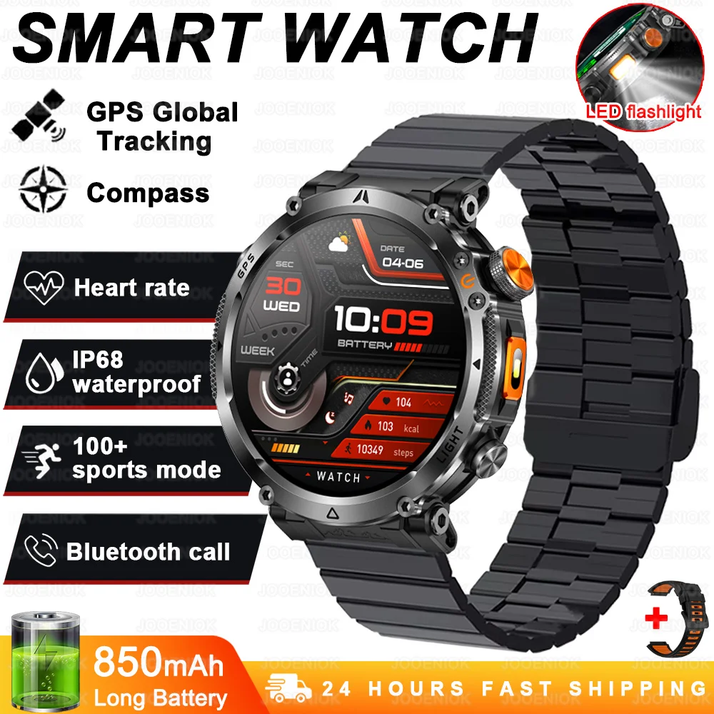 (preto) Smartwatch Com Gps, Bateria De 850mah, Resistente À Água