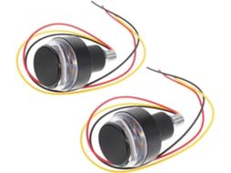 Lâmpadas LED para motocicleta, luzes de guidão, plástico preto, 2 peças, instalação inclusa