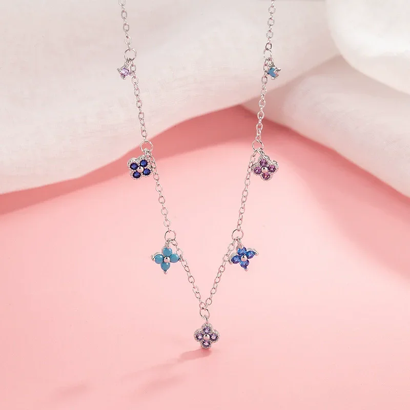 (colar) Pulseira De Prata Esterlina 925 Com Trevo De Quatro Folhas E Diamantes, Conjunto De Tornozeleiras Coloridas