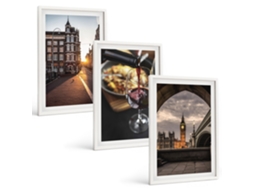 Pinturas Murais Modernas Pinturas Da Cidade, Comida, Londres Moldura Branca Pinturas De Quarto Espelharte (3 Piezas De 40x60 Cm)