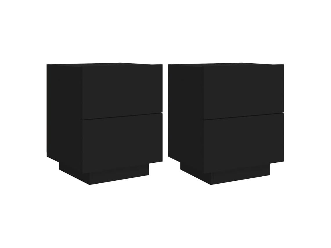 Bedside Cabinet, Bedside Cabinets Vidaxl Preto Madeira Processada (n/a)