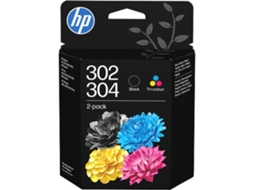 Pack 2 Tinteiros HP Cartucho 302 + 304 Tricolor e Preto (Outlet Grade A)